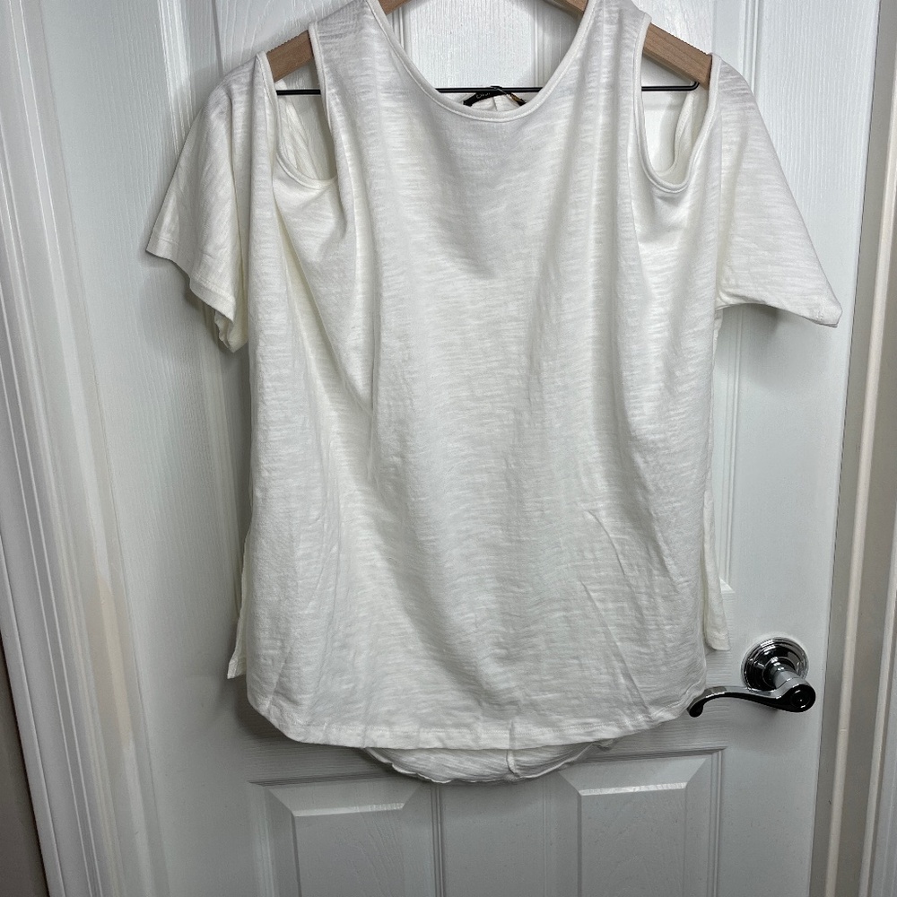 BluHeaven Open Shoulder Detail - White - Cotton/ Poly Tunic